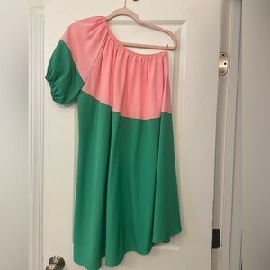 Pink and green dress